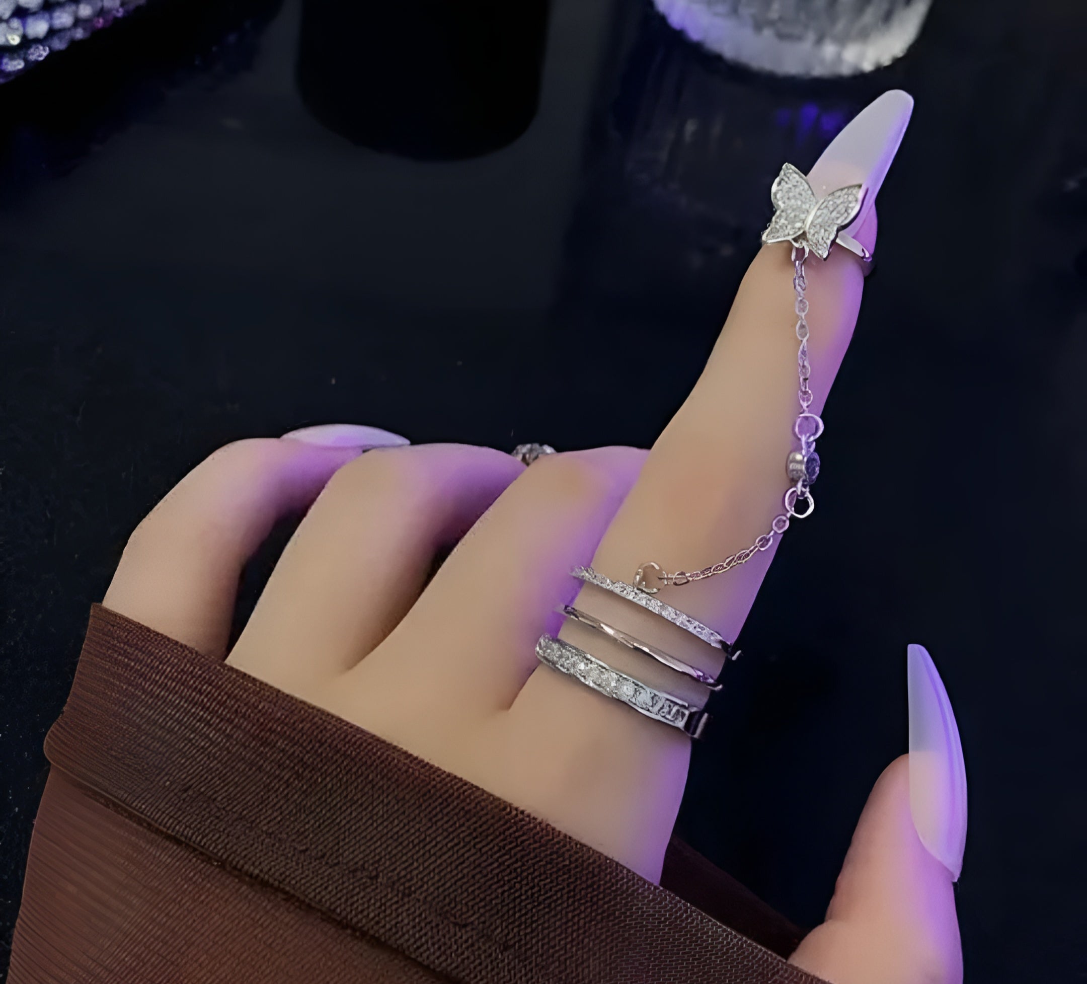 Butterfly Ring Chain For Girls And Women Korean Western Fashion Style