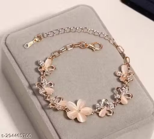 Beautiful Rose Gold Plated Shiny Crystal Charm Bracelet for Girls And Women |