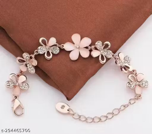 Beautiful Rose Gold Plated Shiny Crystal Charm Bracelet for Girls And Women |