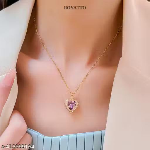Royatto Dazzling Luxury Style Ocean Love Heart Crystal Stone Necklace