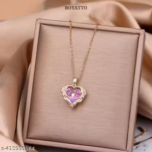 Royatto Dazzling Luxury Style Ocean Love Heart Crystal Stone Necklace