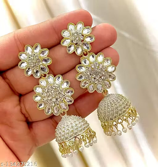TANLOOMS Fancy White Color Do Flower Earrings