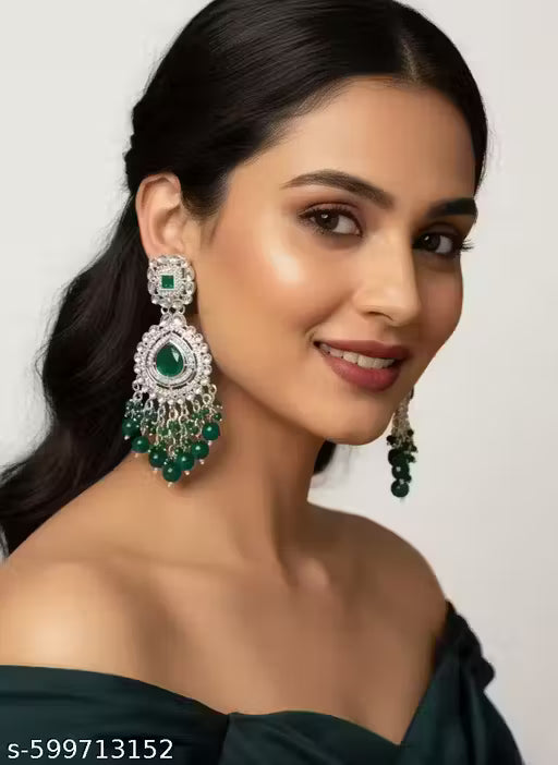 Mansi Enterprise Kali Green Kundan Earrings for Women