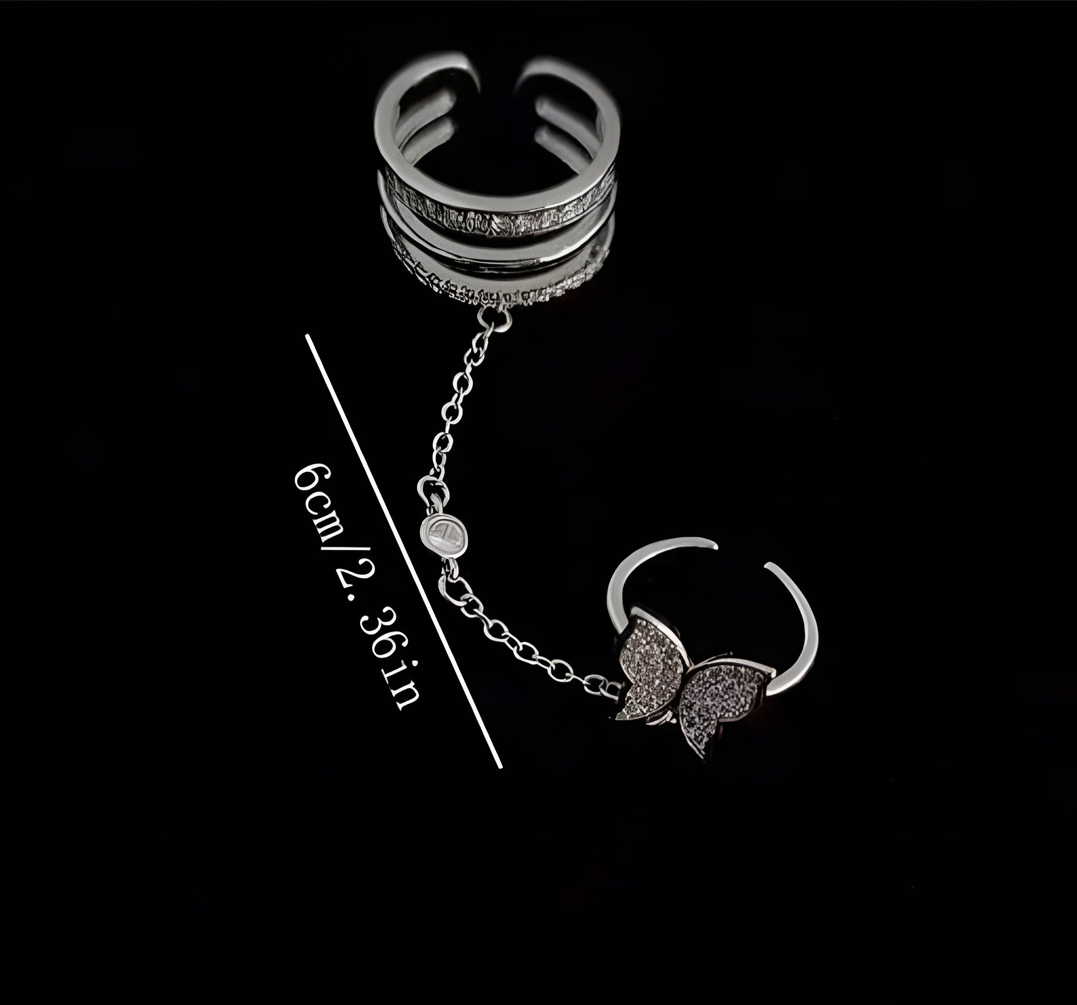 Butterfly Ring Chain For Girls And Women Korean Western Fashion Style