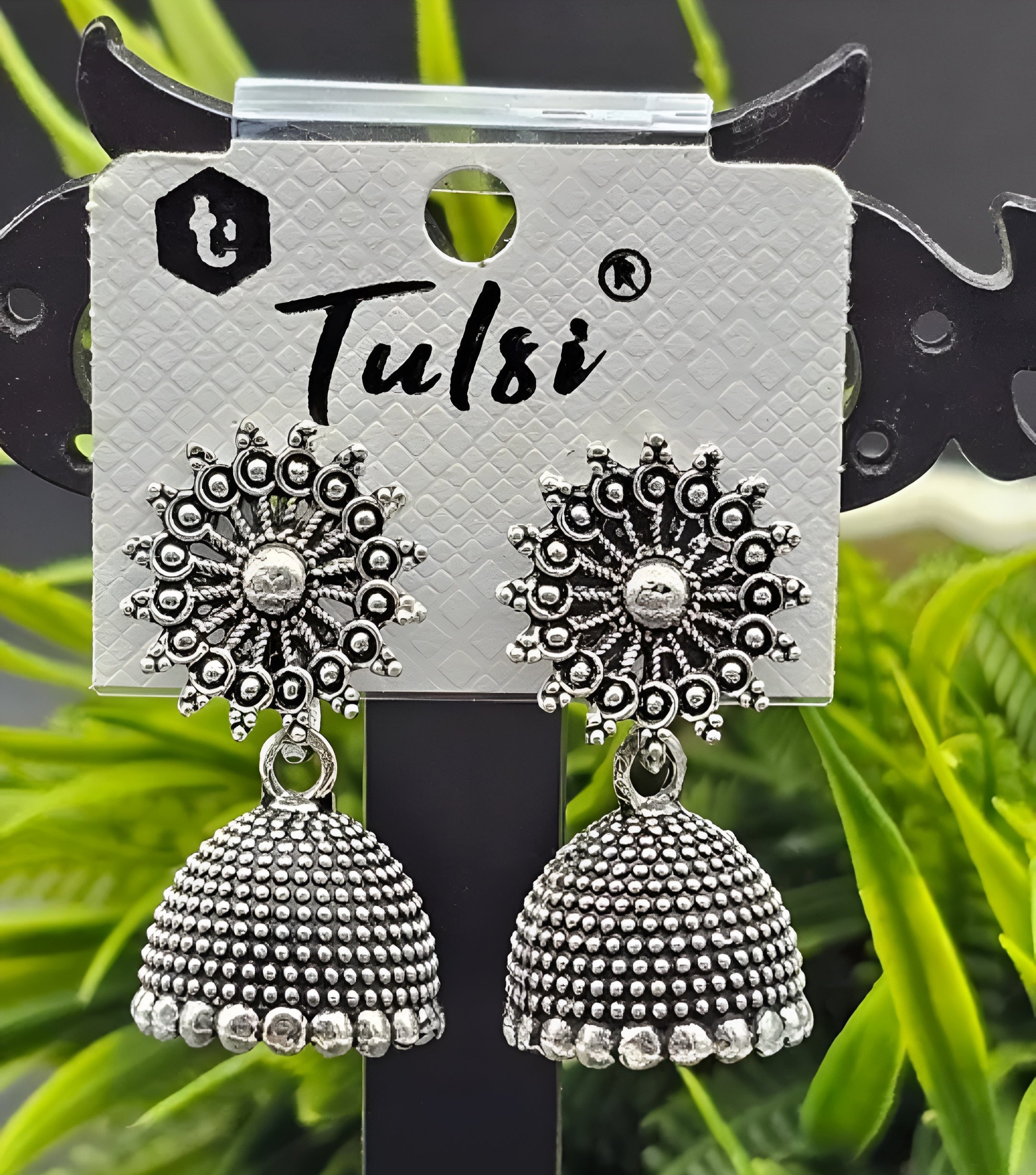 Tulsi Oxidized Silver Jhumka Earrings Stylish Traditional Designs (Pack of 6)