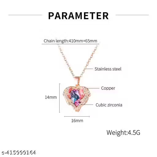 Royatto Dazzling Luxury Style Ocean Love Heart Crystal Stone Necklace